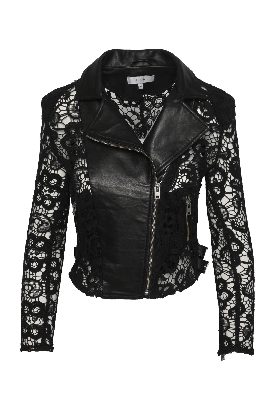 Iro Size 4 Leather & Crochet Moto Jacket