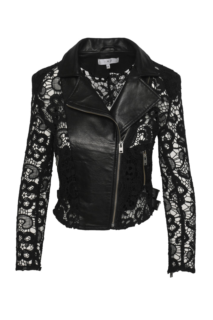 Iro Size 4 Leather & Crochet Moto Jacket