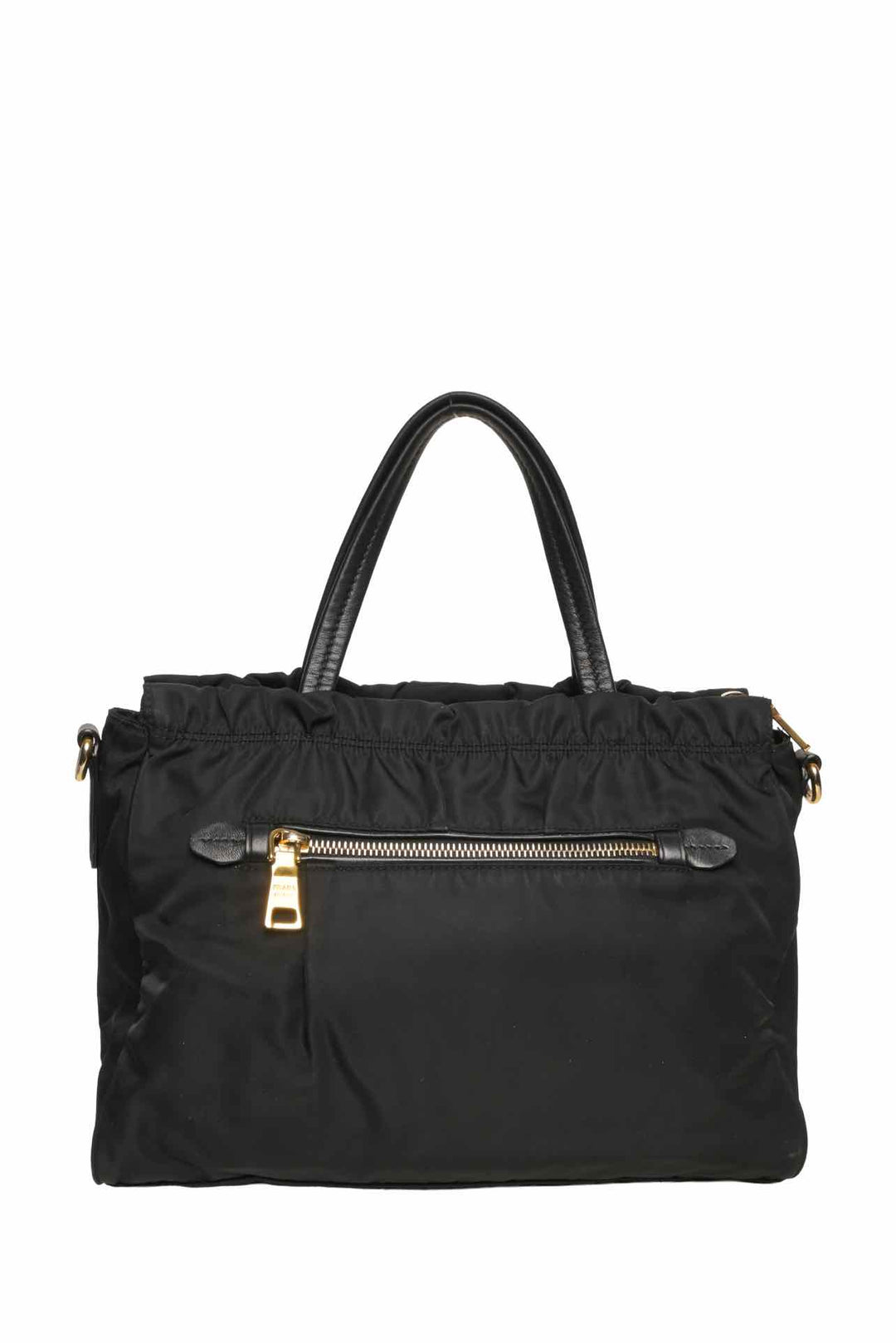 Prada Ruffle Trim Tessuto Nylon Convertible Top Handle Tote