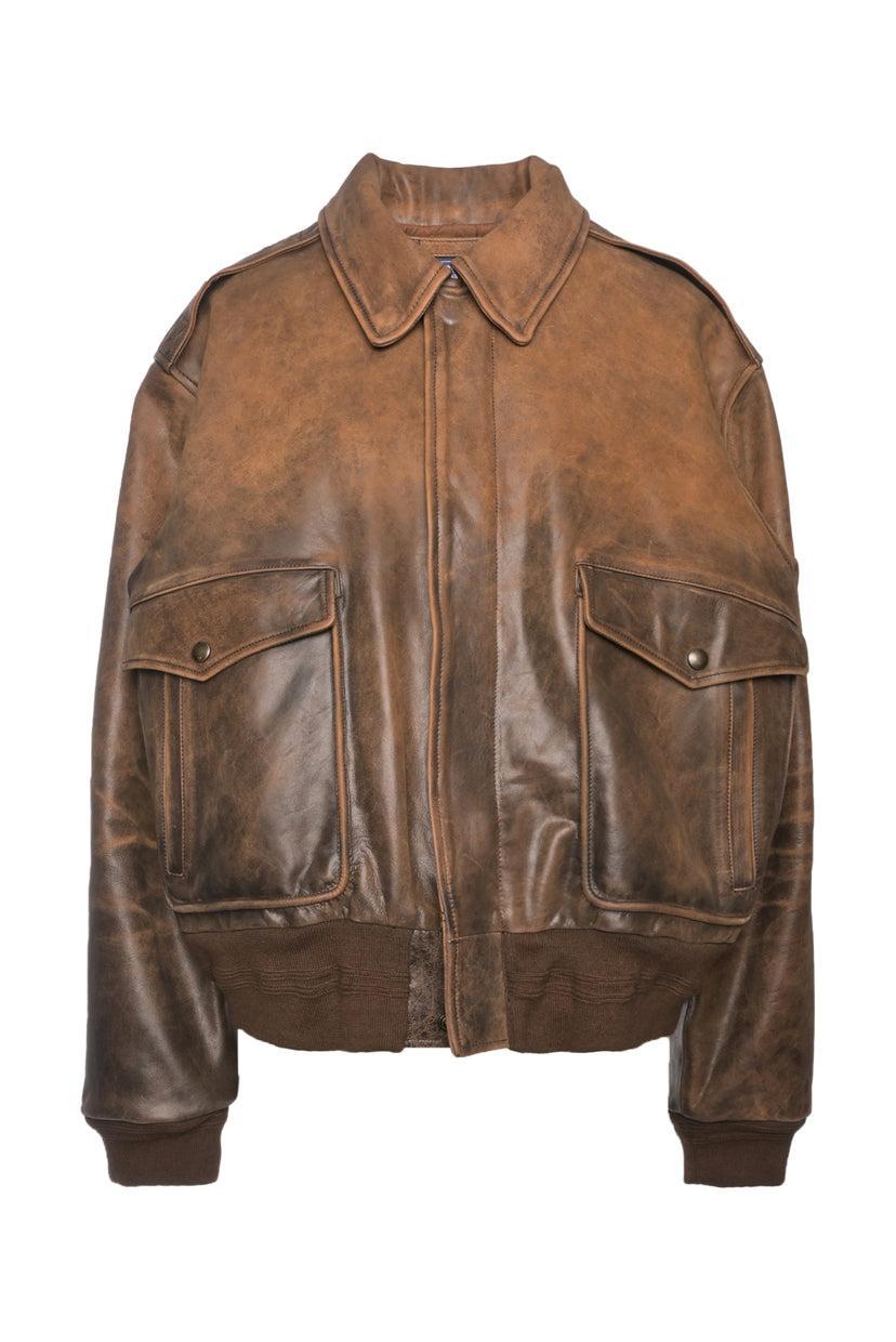 Polo Ralph Lauren Size XXL Burnished Leather Bomber Jacket