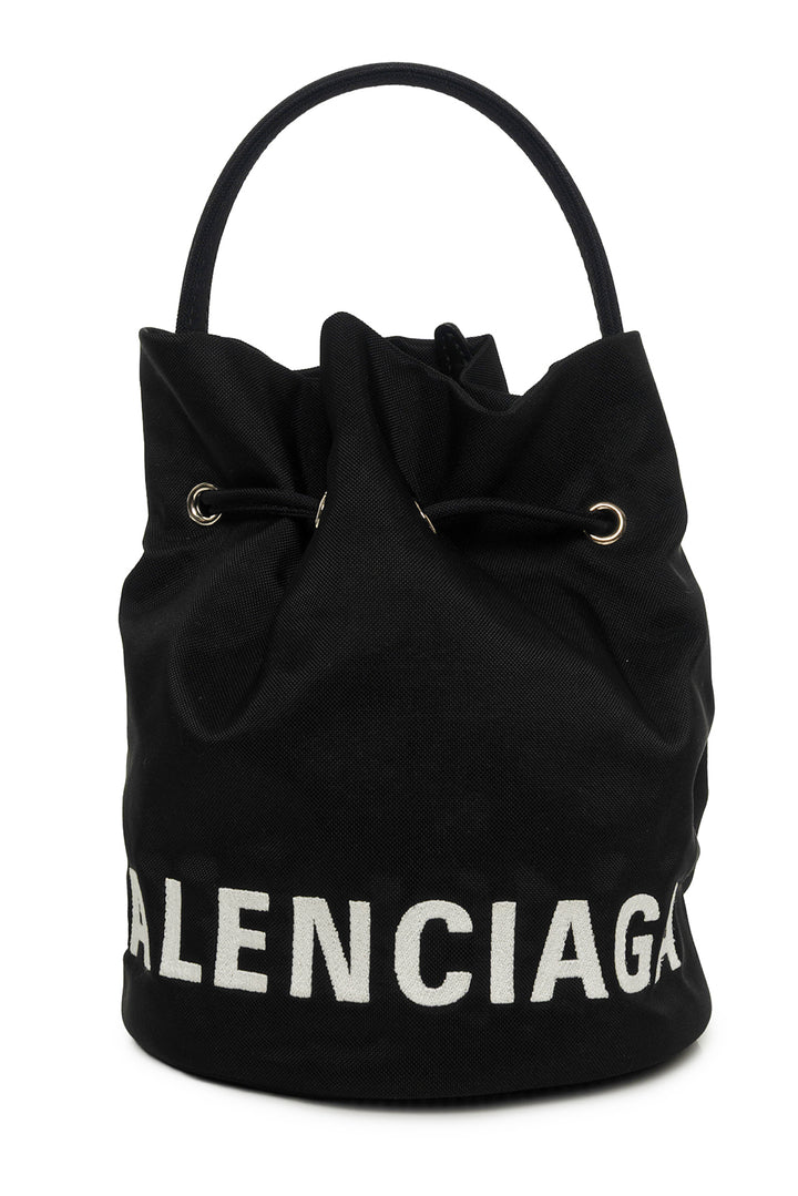 Balenciaga Recycled Sport Nylon Logo Embroidered Wheel Drawstring XS Bucket Bag