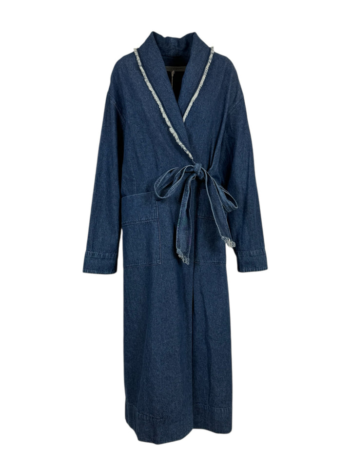 Raquel Allegra Size 1 Denim Frayed Trench Coat