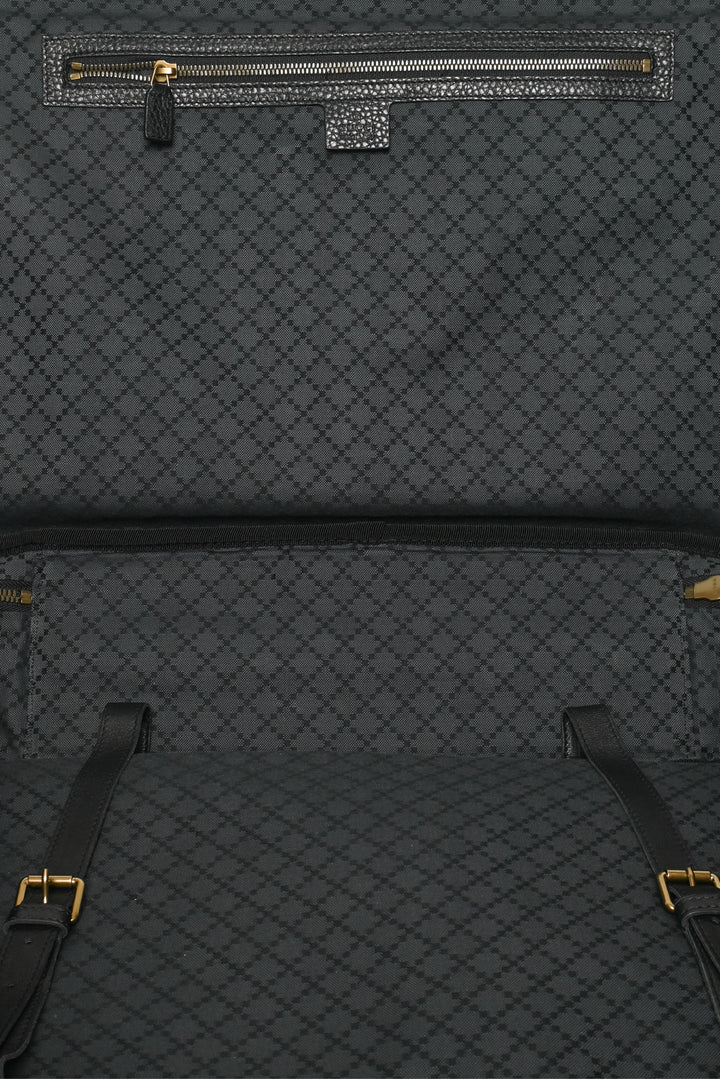 Gucci Pebbled Leather Bamboo Top Handle Suitcase Travel Bag