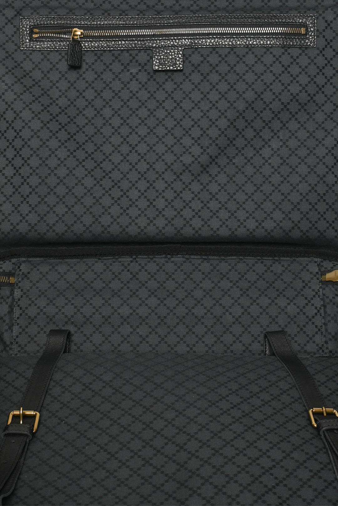 Gucci Pebbled Leather Bamboo Top Handle Suitcase Travel Bag