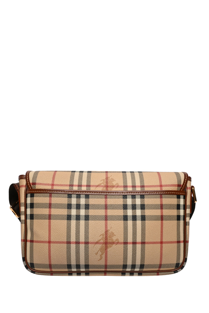 Burberry Check Print Coated Canvas Crossbody Messenger Bag