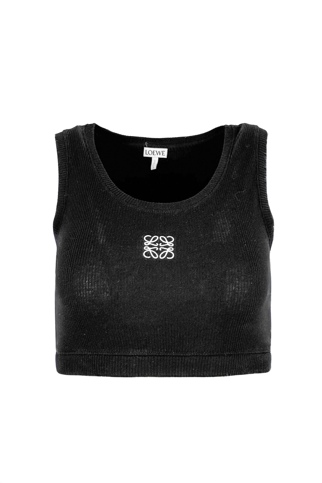 Loewe Size XS Scoop Neck Anagram Logo Cropped Ribbed Tank Top