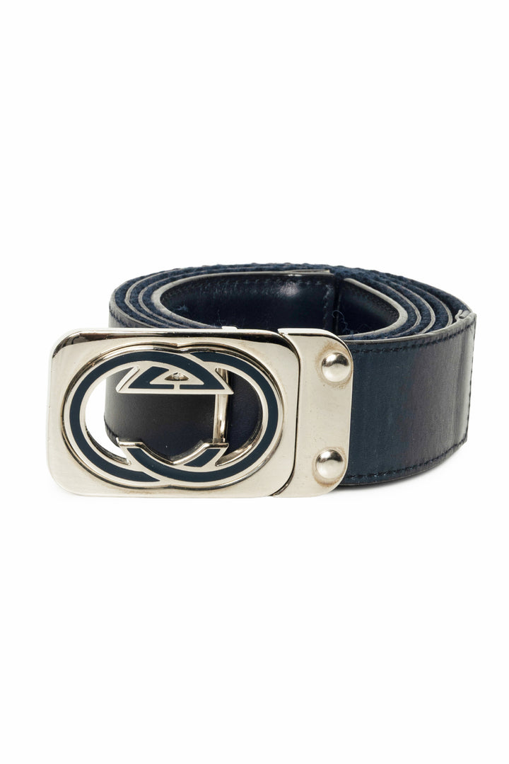 Gucci Size 42 Men's Vintage Reversible Canvas & Leather Belt