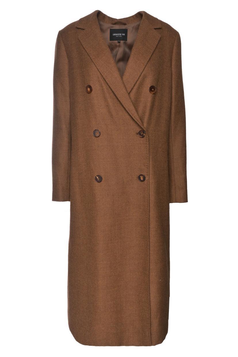 Lafayette 148 Size L Double Breasted Wool & Silk Blend Coat