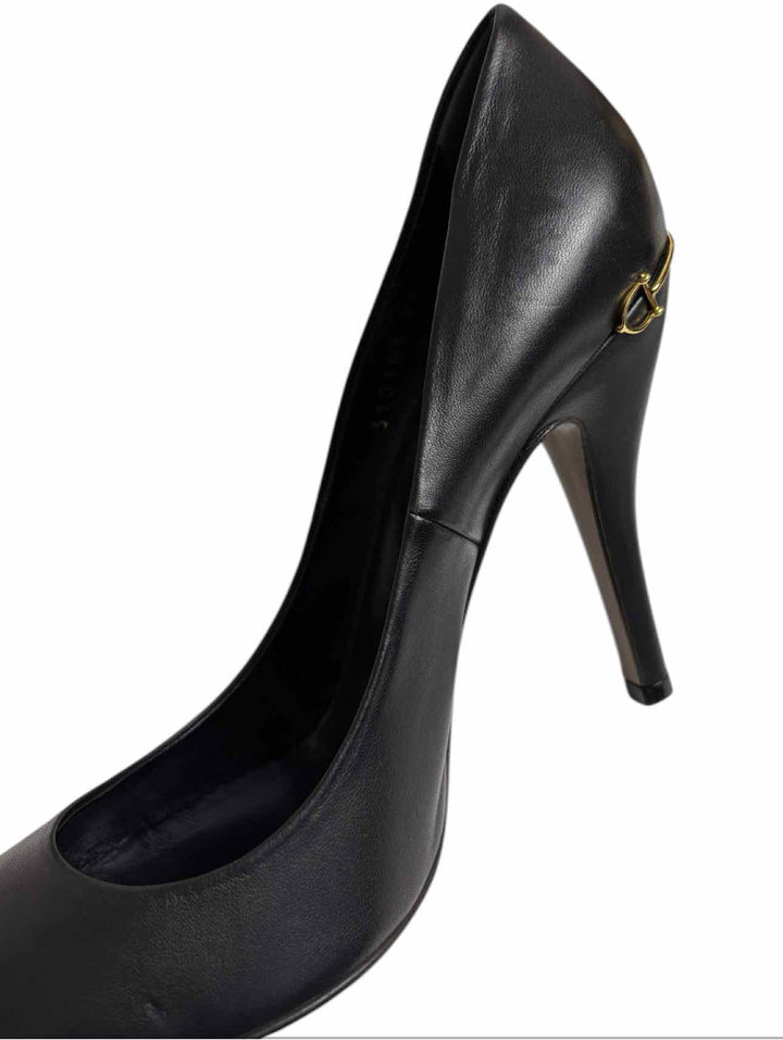 Gucci Size 38.5 Leather Horse Bit Detail Pumps