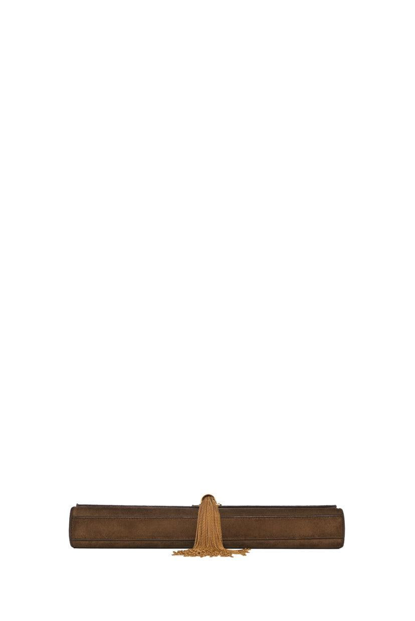 Saint Laurent Cassandre Tassel Suede Clutch