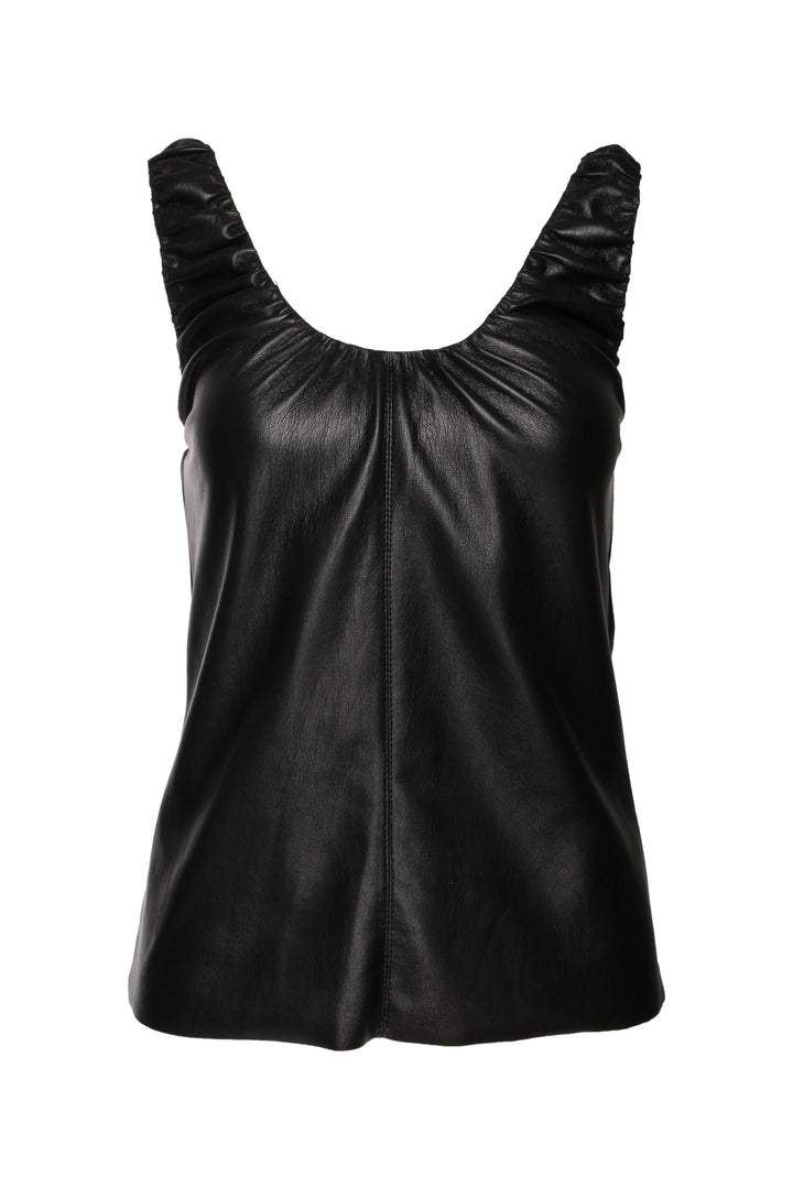 Nanushka Size M Yael Gathered Vegan Leather Tank Top