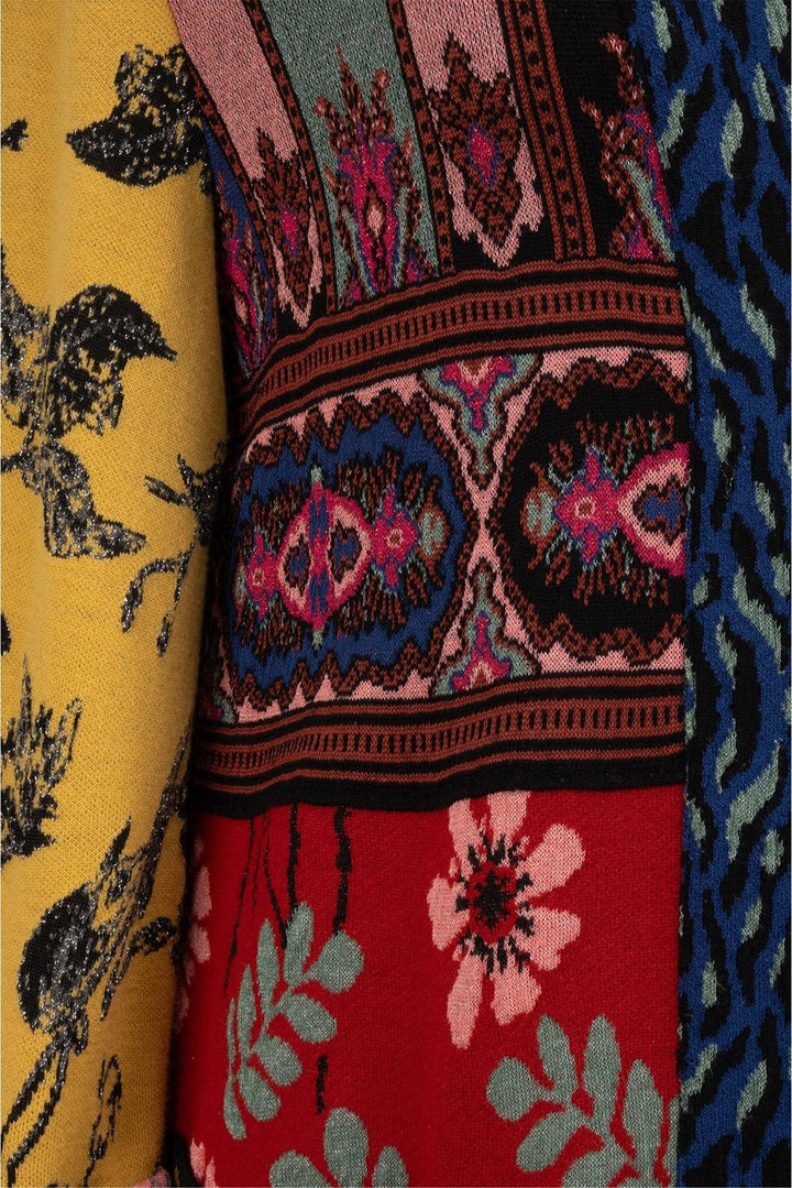 Etro Size 40 Metallic Multi-colour & Print Long Cardigan