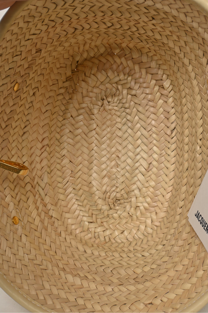 Jacquemus Le Petit Panier Soli Woven Raffia & Leather Tote