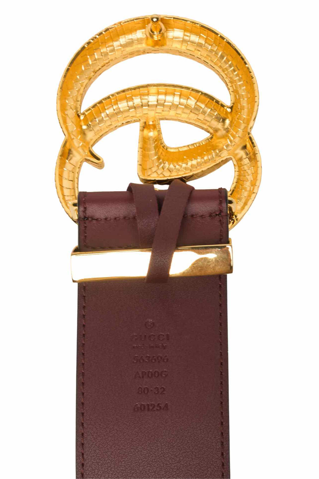 Gucci Size 32 Snakeskin-Effect Embossed Double G Buckle 50mm Wide Leather Belt