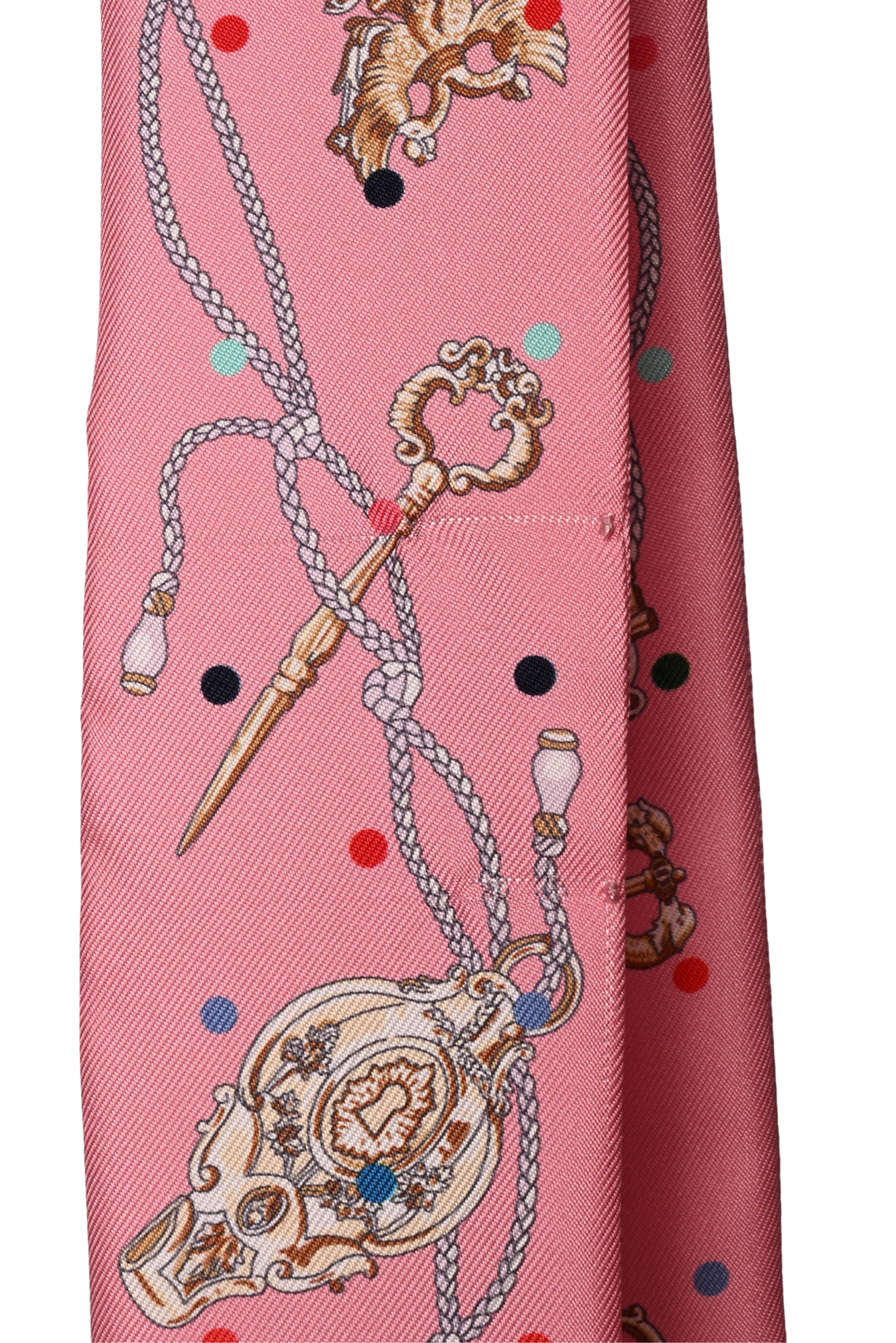 Hermes Les Cles A Pois Silk Twilly Scarf