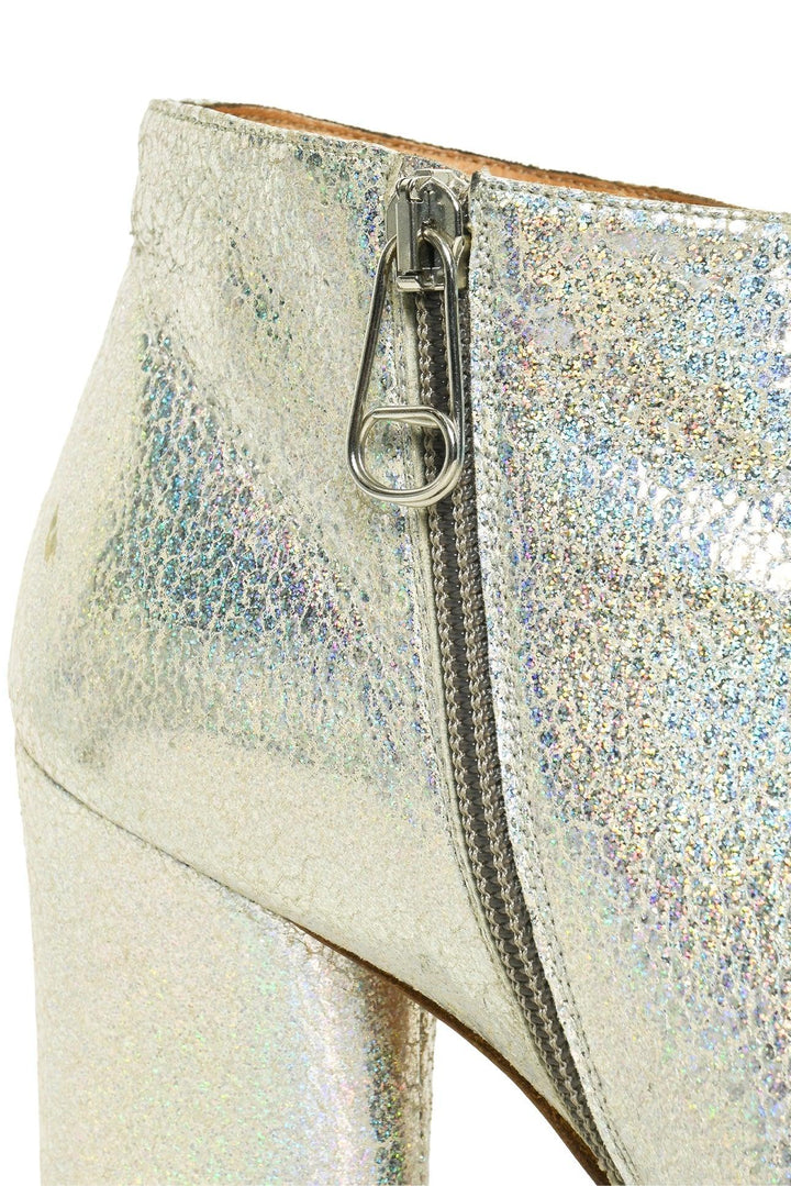 Maison Martin Margiela Size 37 Crinkled Iridescent Leather Open-Toe Ankle Boots