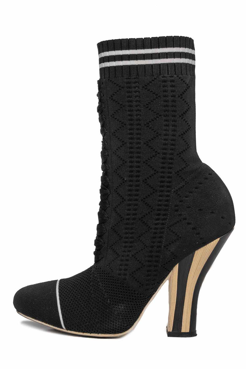 Fendi Size 37 Rockoko Knit Ankle Boots
