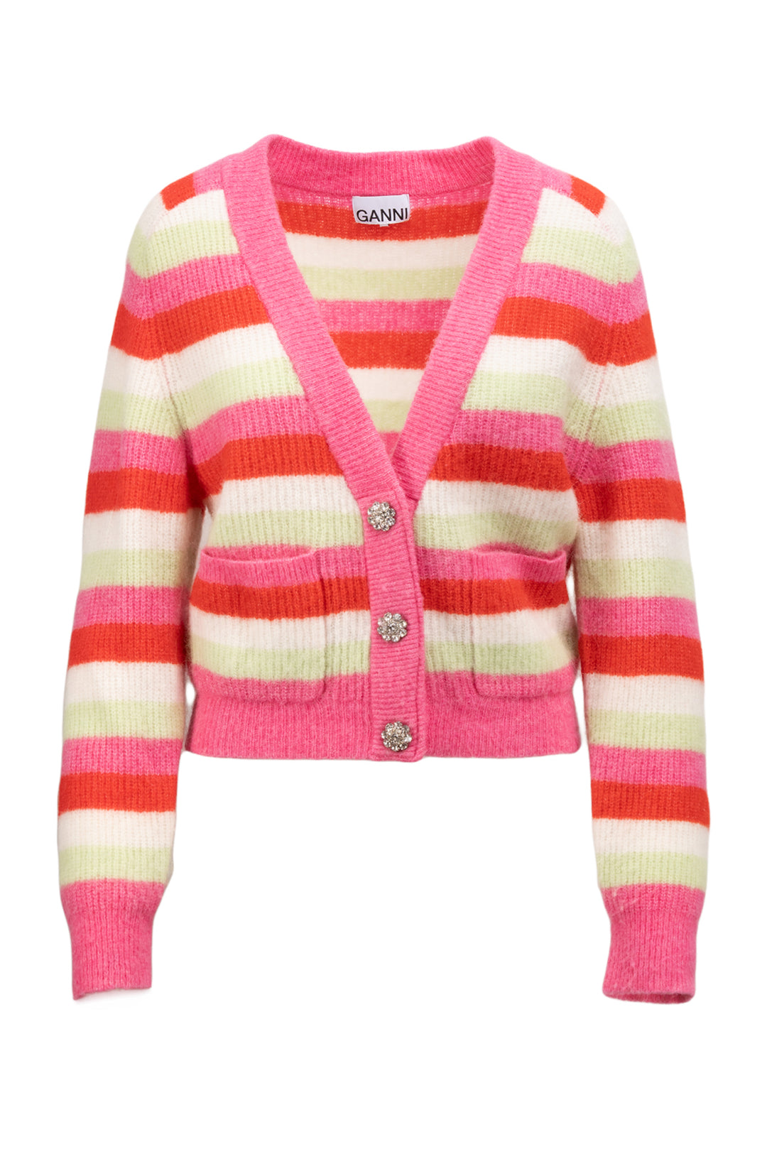 Ganni Size S Striped Soft Knit Cardigan