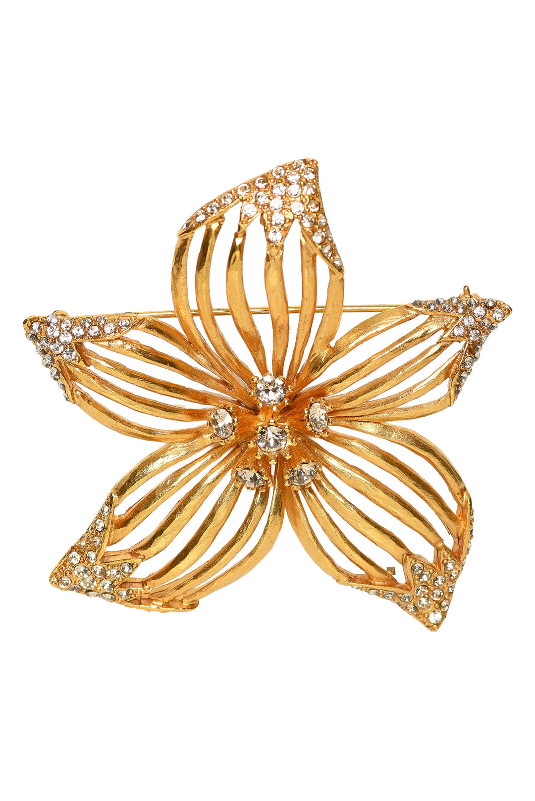 Oscar De La Renta Crystal Flower Brooch