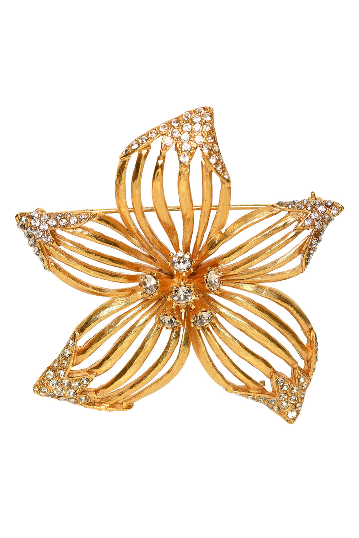 Oscar De La Renta Crystal Flower Brooch