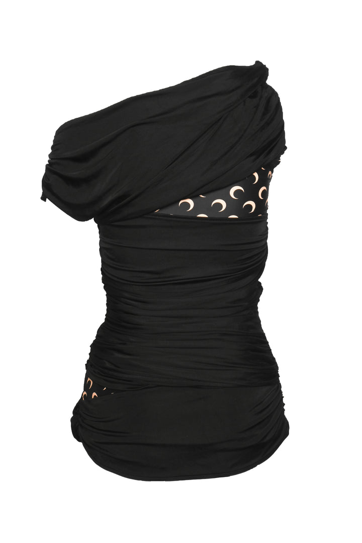Marine Serre Size M Gold Line Draped Off the Shoulder Moon Top