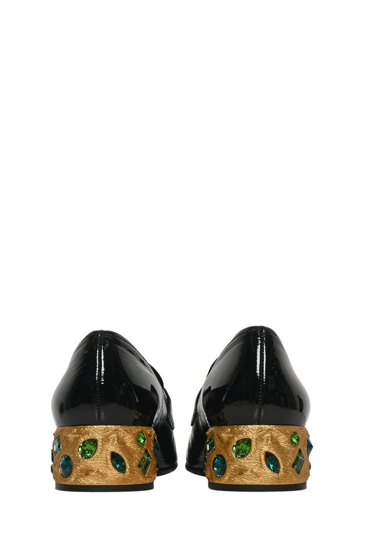 Prada Size 40 Patent Leather Jeweled Loafers