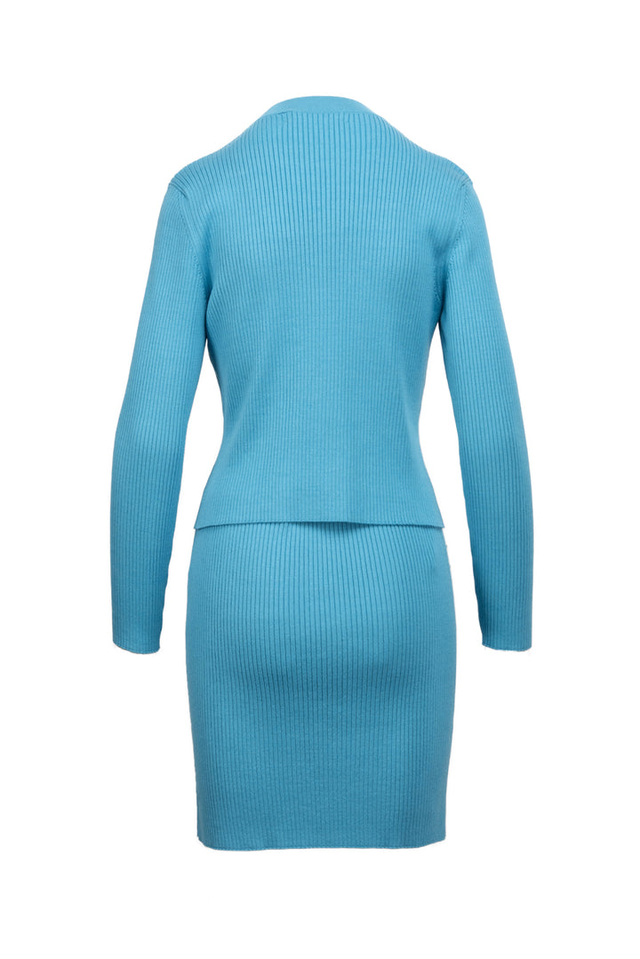 Oscar De La Renta Size L/XL Pussybow Ribbed Silk-Blend Cardigan & Mini Skirt Set