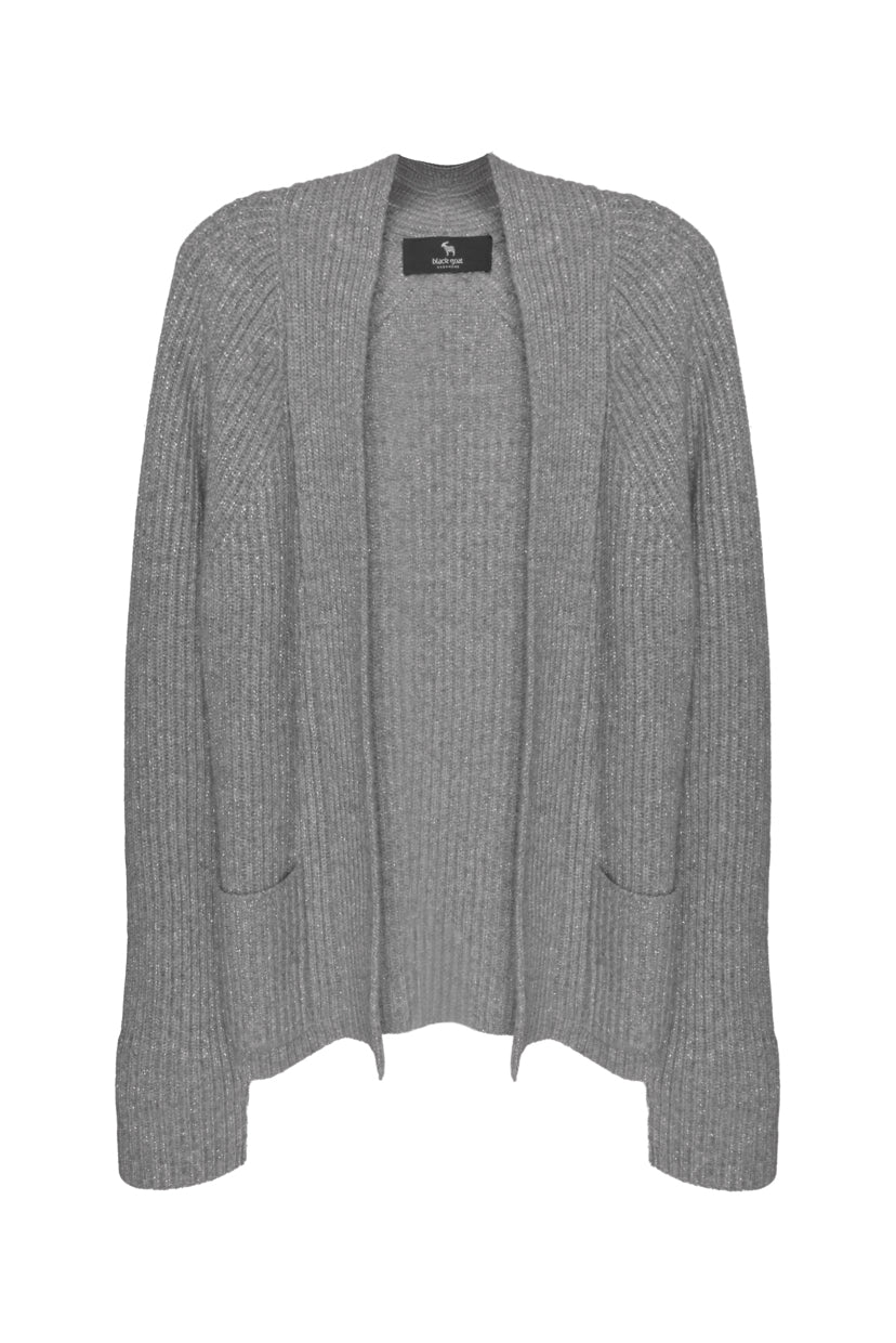 Black Goat Size M Sparkle Cashmere Knit Cardigan