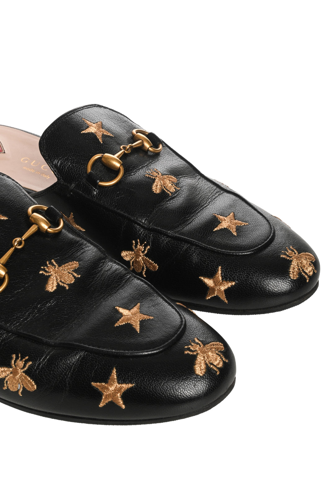 Gucci Size 37.5 Bee Star Embroidered Princetown Slippers