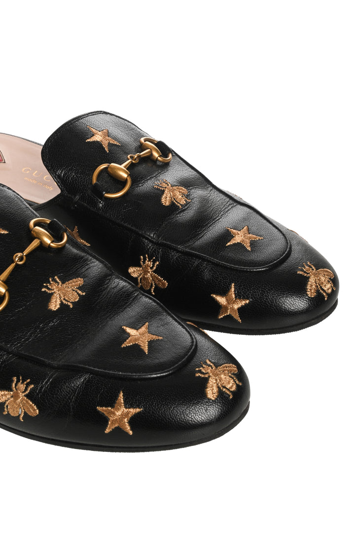 Gucci Size 37.5 Bee Star Embroidered Princetown Slippers