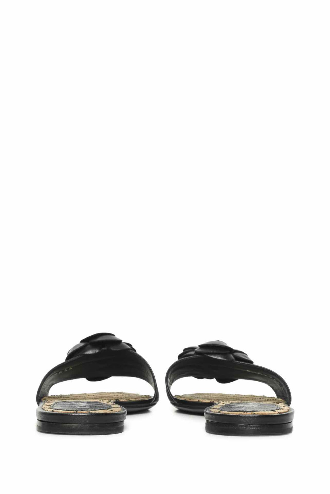 Chanel Size 36.5 Camellia Leather Sandals