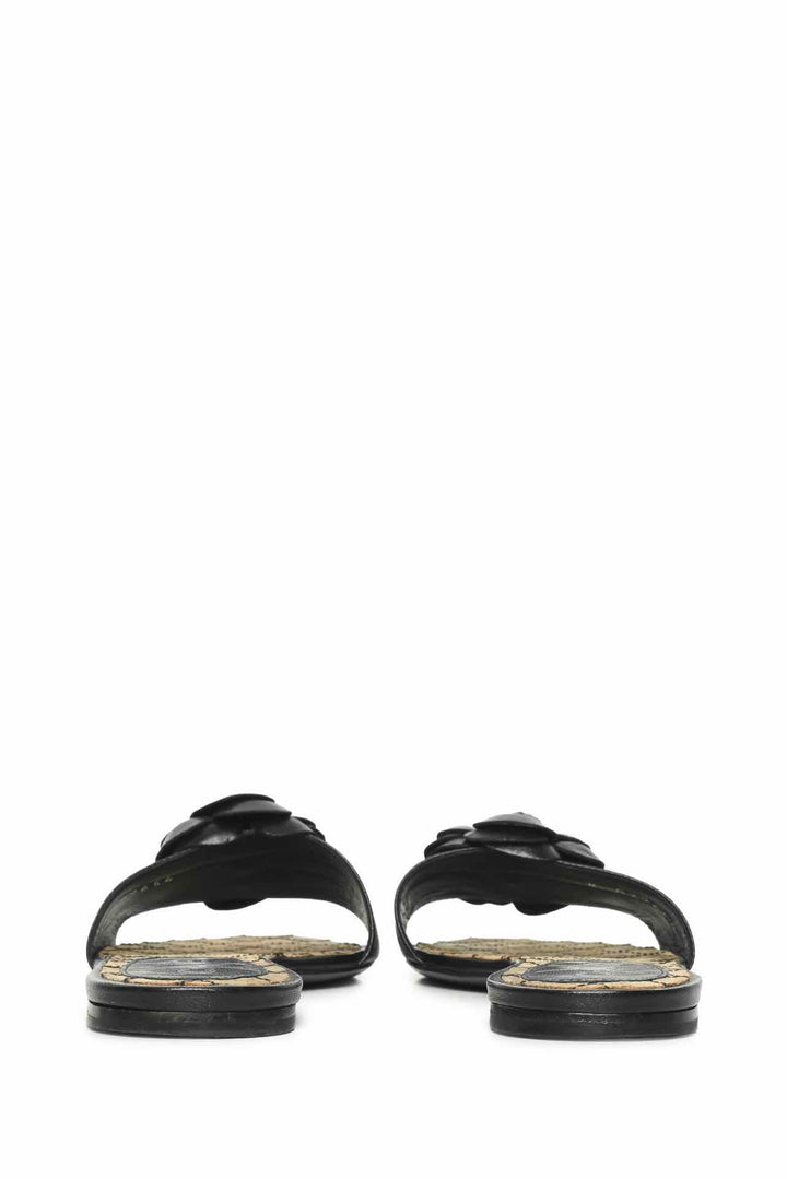 Chanel Size 36.5 Camellia Leather Sandals