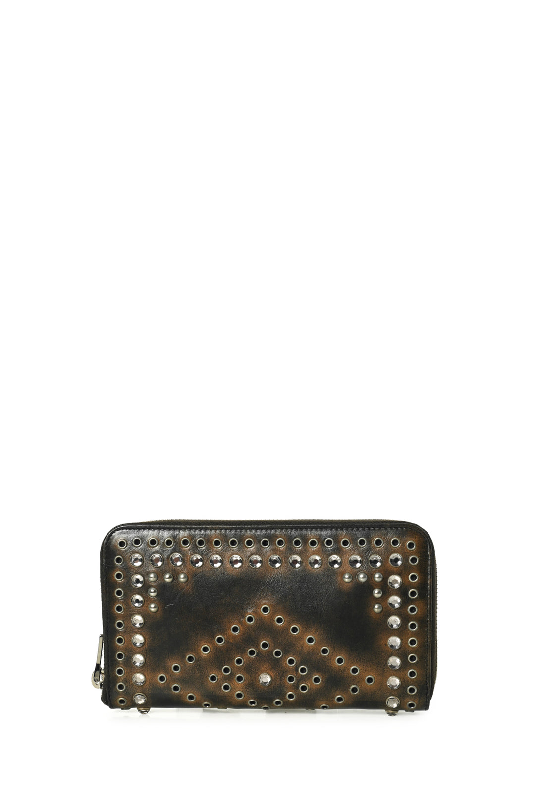 Prada Vitello Grommet Crystal Embellished Wallet