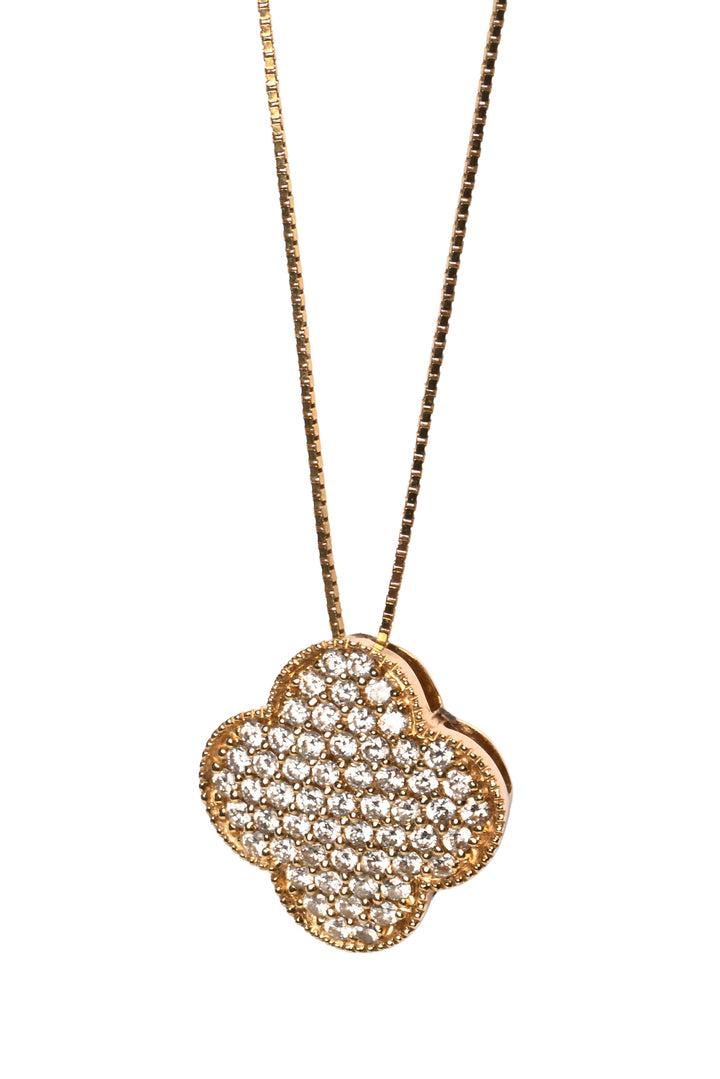 Midas 10K Yellow Gold Multi Diamond Clover Pendant Necklace