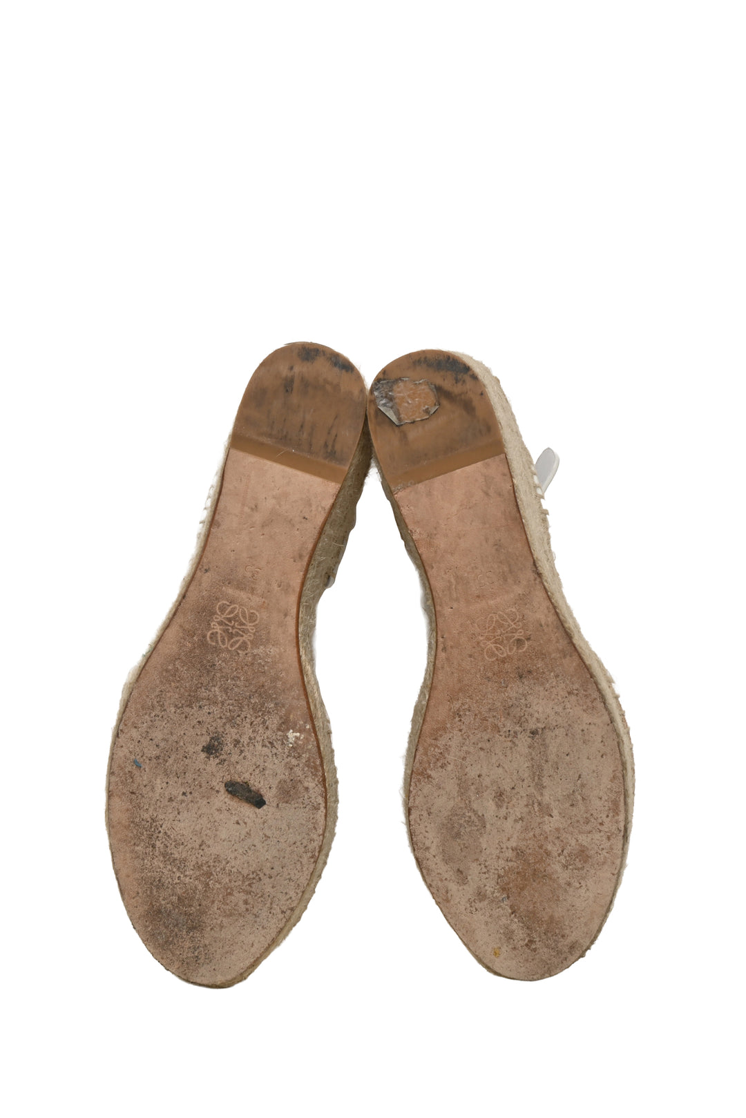 Loewe Size 35 Canvas & Leather Espadrille Wedge Sandals