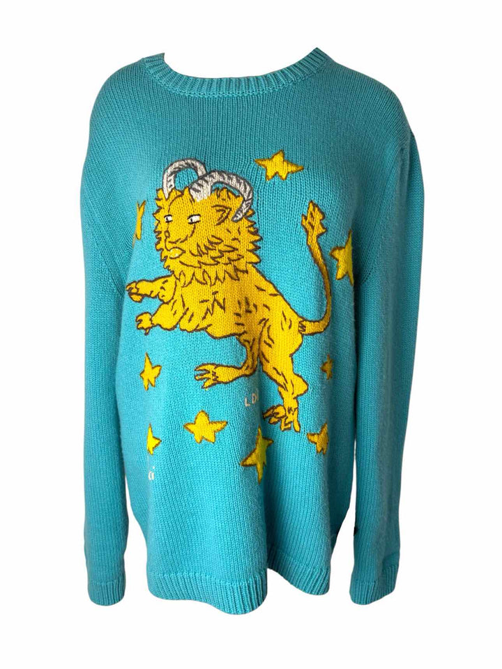 Gucci Size M Custom Capricorn Zodiac Wool Hand Knit Sweater