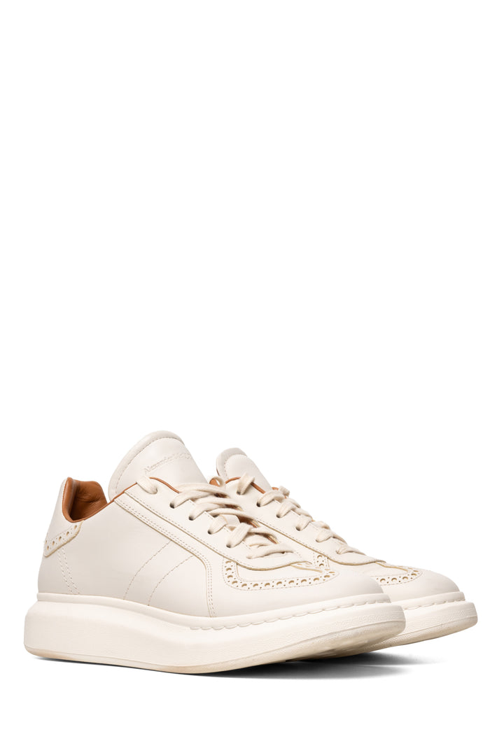 Alexander Mcqueen Size 42.5 Men's Retro Brogue-Detail Leather Sneakers
