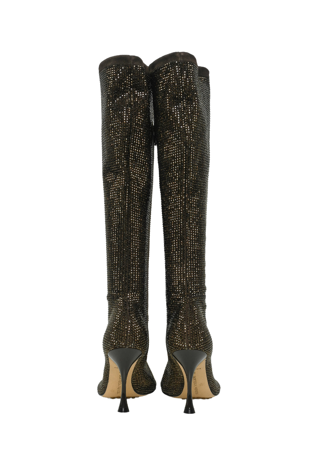 Bottega Veneta Size 37 Suede Crystal Sparkle Dot Tall Boots