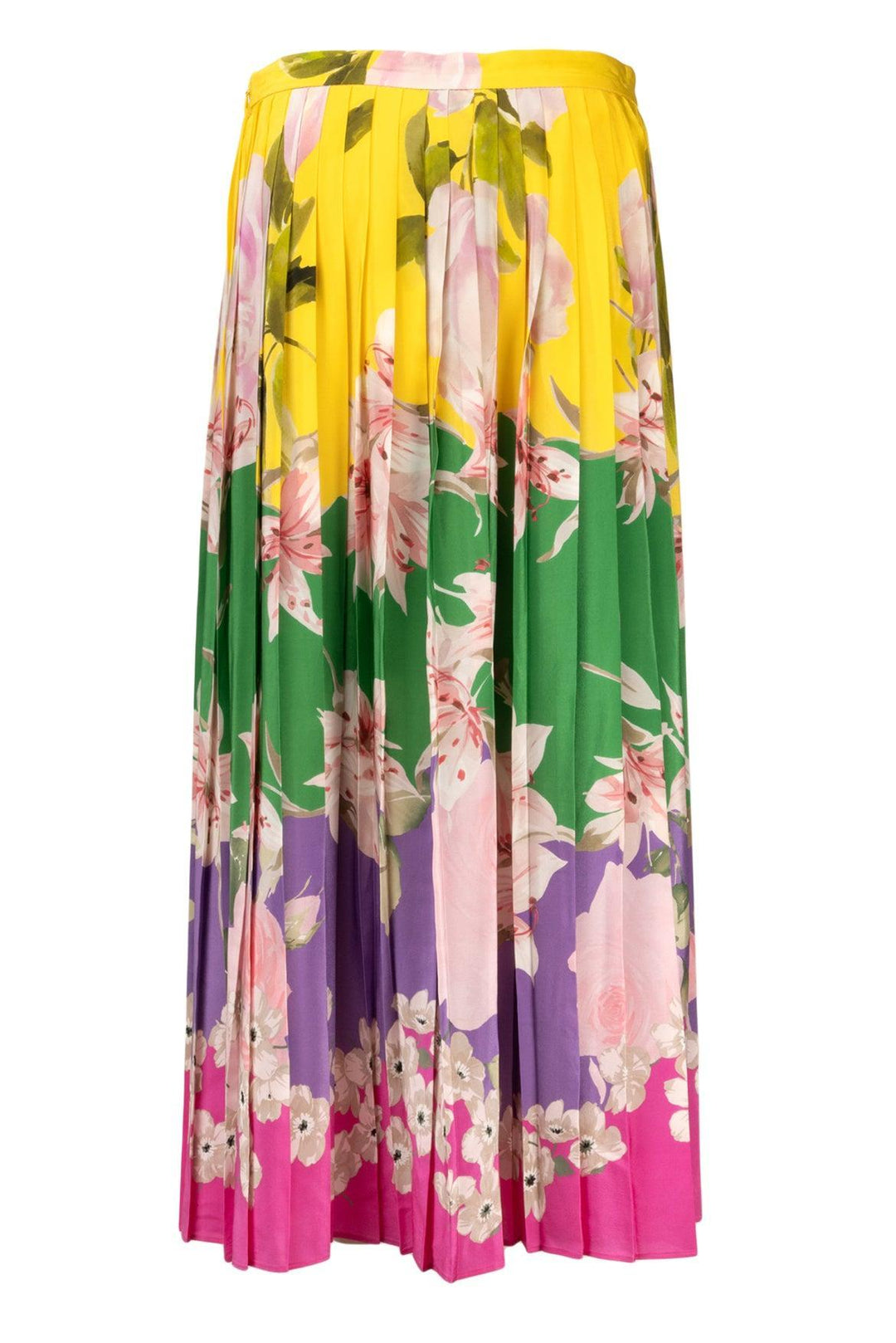 Valentino Size 10 Flying Flowers Pleated Skirt