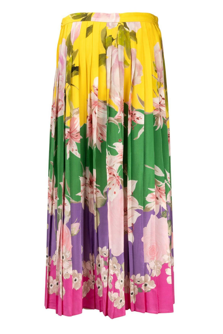 Valentino Size 10 Flying Flowers Pleated Skirt