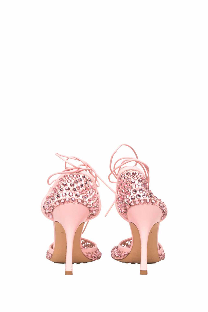 Bottega Veneta Size 41 Stretch Lace Up Crystal Sandals