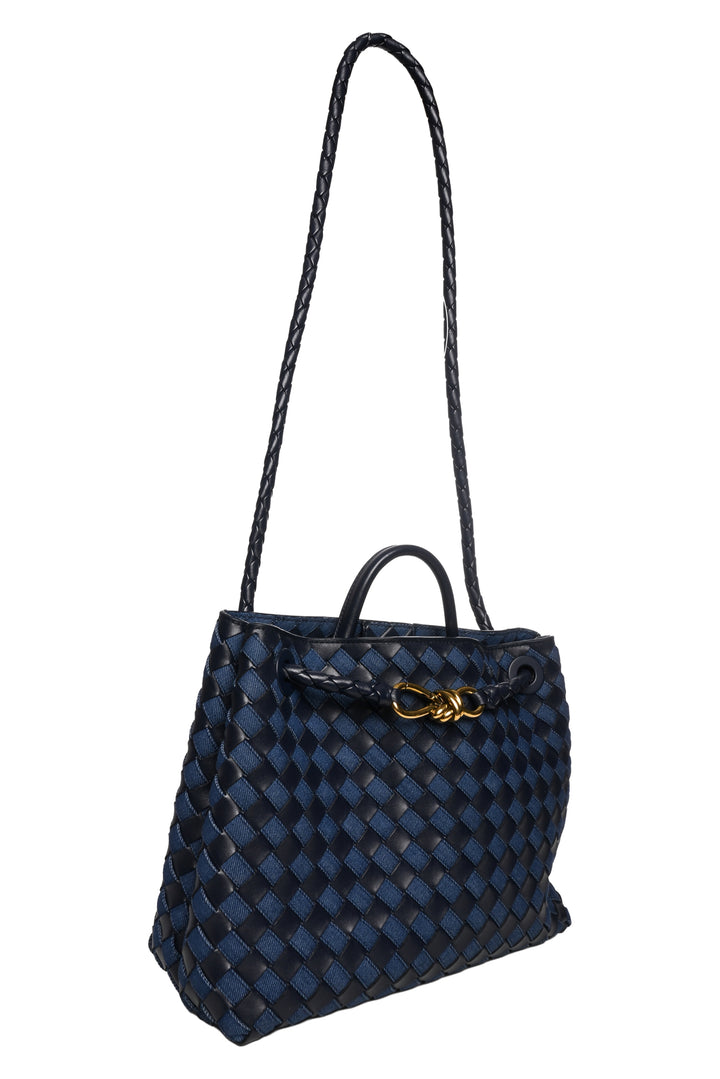 Bottega Veneta Intrecciato Denim & Nappa Medium Andiamo Shoulder Bag