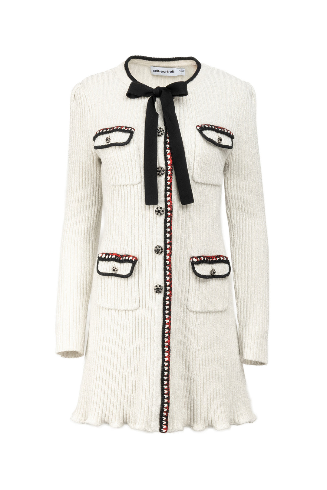 Self Portrait Size L Metallic Lurex Knit Dress