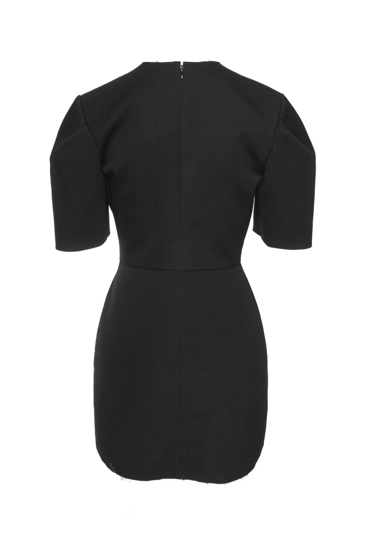 Givenchy Size 38 Raw Edge Short Sleeve Wool Mini Dress