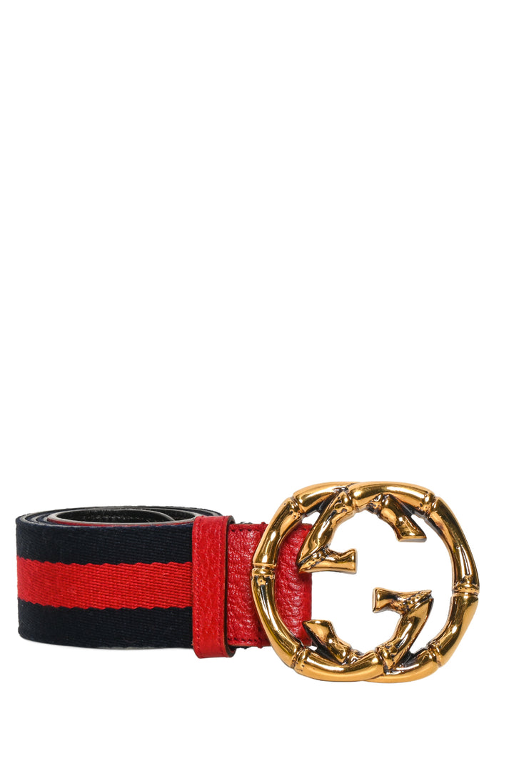 Gucci Size 26 Canvas Web Bamboo Double G Belt