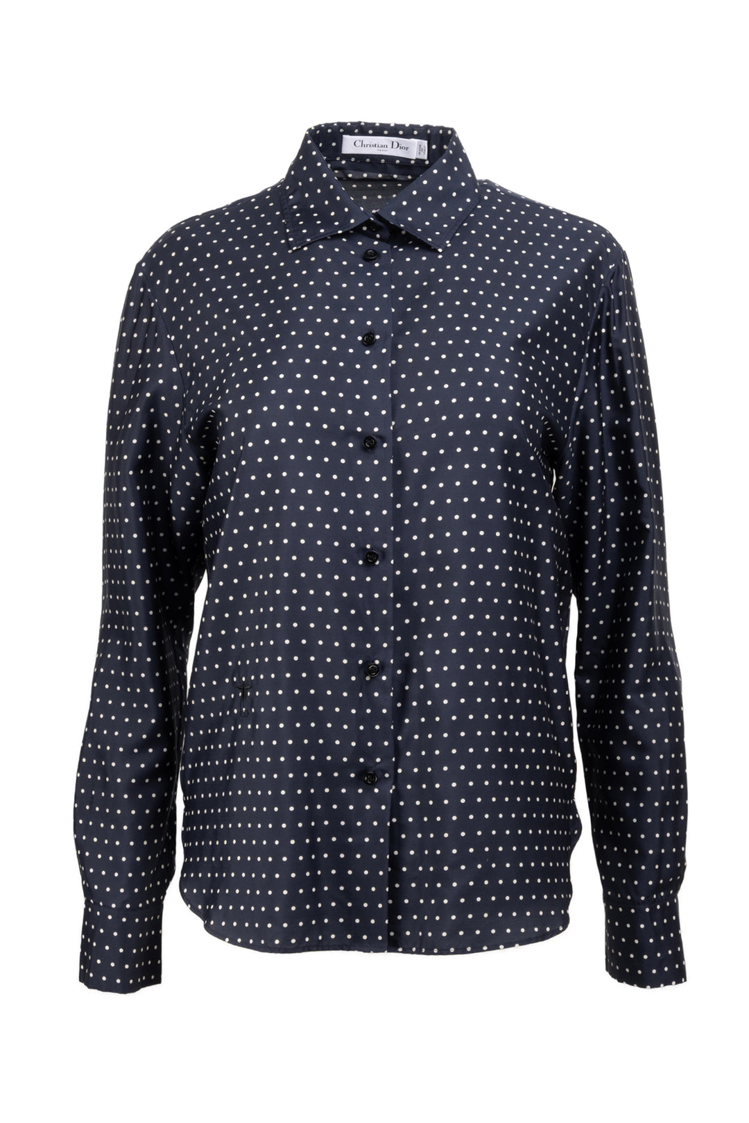 Dior Size 4 Polka-Dot Silk Blouse