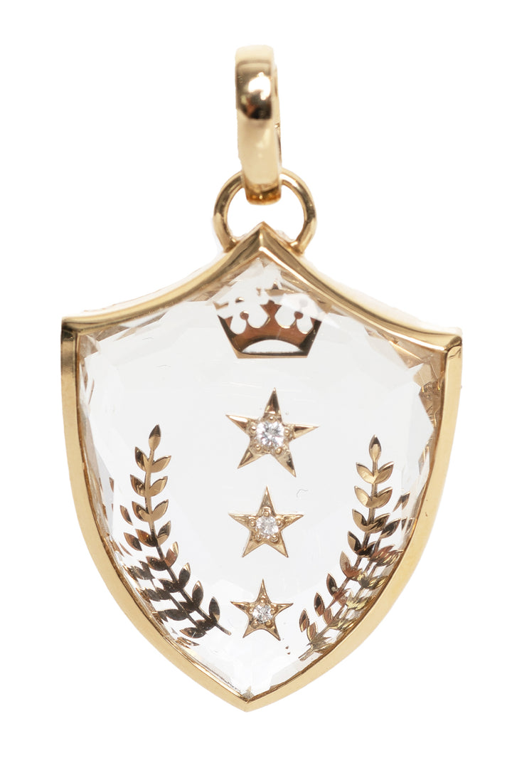 Foundrae 18K Gold & Crystal Large Sealed Gemstone Crest Pendant