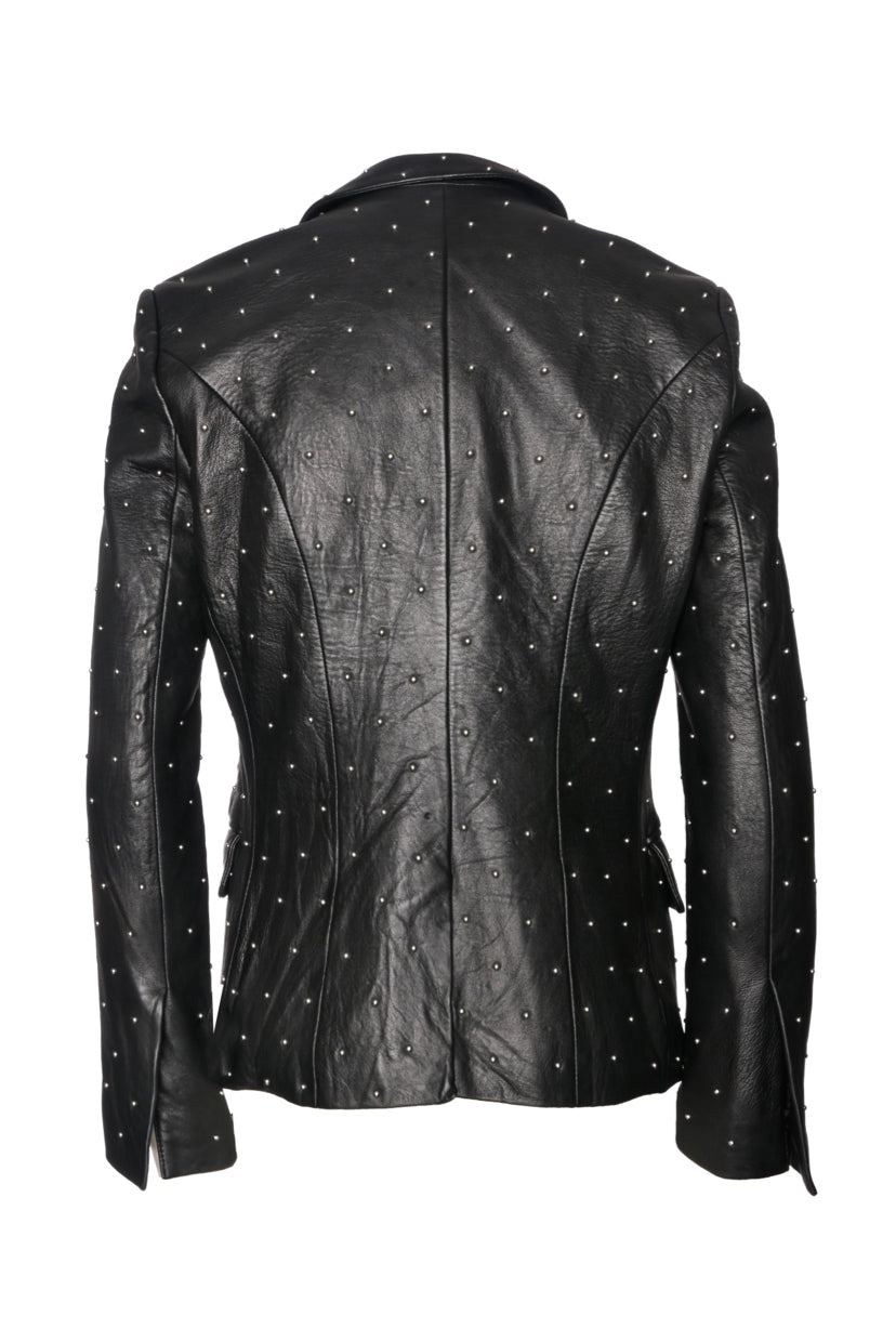 L'Agence Size 4 Montego Studded Leather Single Button Blazer Jacket