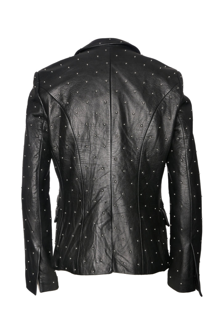 L'Agence Size 4 Montego Studded Leather Single Button Blazer Jacket