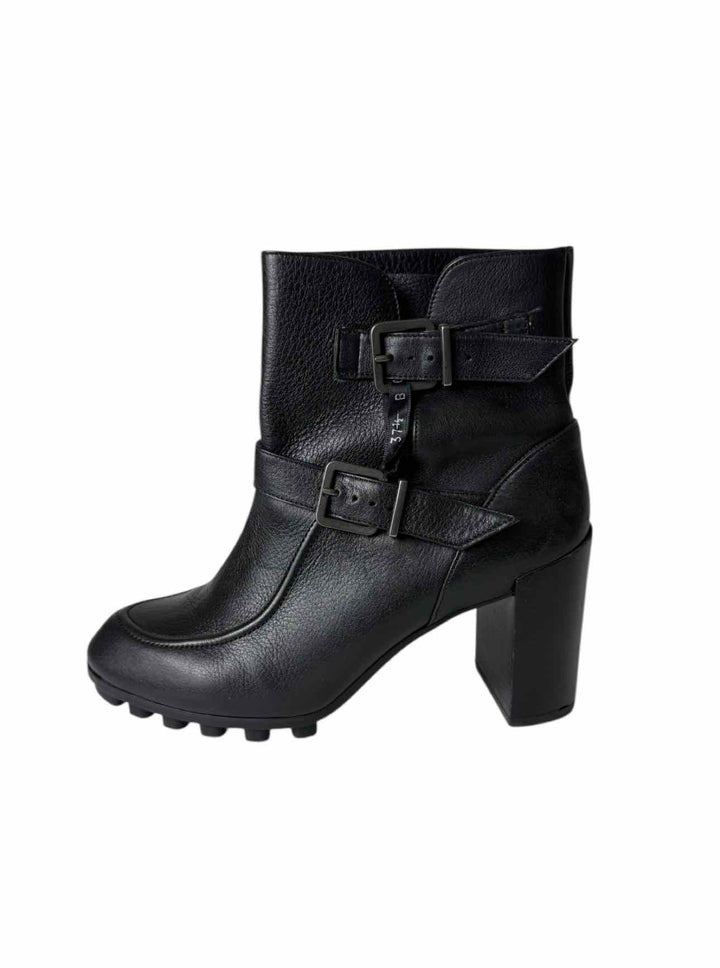 Robert Clergerie Size 37.5 Melody Noir Leather Ankle Boots